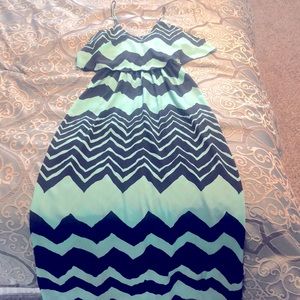 Teal and black maxi dress